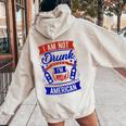 I Am Not Drunk I'm American 4Th Of July Women Oversized Hoodie Back Print Sand