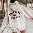 Pregnant Girl Summer Beach Pregnancy Announcement Women Oversized Hoodie Back Print Sand