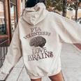 Pta Volunrs Love Brains This Is My Scary Mom Dad Costume Women Oversized Hoodie Back Print Sand