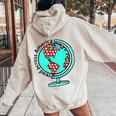 Reads Across That America Reading Lover Teacher Reader Women Oversized Hoodie Back Print Sand