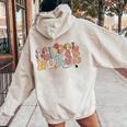 Retro Groovy Floral School Nurse Appreciation Back To School Women Oversized Hoodie Back Print Sand