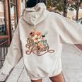Retro Groovy He Is Risen Floral Jesus Easter Day Christians Women Oversized Hoodie Back Print Sand