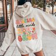 Retro Helping Little Minds Grow Flowers Kindergarten Teacher Women Oversized Hoodie Back Print Sand