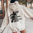 Retro Man Of God Husband Dad Protector Hero Dad Christian Women Oversized Hoodie Back Print Sand