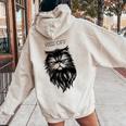 Hiss Off Cute Cat Pun Punny Meow Cat Lover Dad Mom Women Oversized Hoodie Back Print Sand