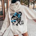 Spoiled By My Blue Collar Man Messy Bun Women Oversized Hoodie Back Print Sand