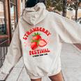 Strawberry Festival A Berry Good Time Fruit Season Women Women Oversized Hoodie Back Print Sand