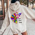 Sunflower Free Mom Hugs Butterfly Lgbt Pride Month Women Oversized Hoodie Back Print Sand