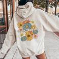 Twin Aunt Flowers Aunt Of Twins Twin Auntie Of Twins Women Oversized Hoodie Back Print Sand