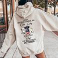 Never Underestimate An Old Lady Who Loves Dogs October Women Oversized Hoodie Back Print Sand