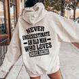 Never Underestimate An Old Man Who Loves Horse Racing Women Oversized Hoodie Back Print Sand