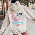 Unicorn Dad Of The 4Th Birthday Girl Matching Papa Women Oversized Hoodie Back Print Sand