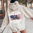 Us American Flag Biker Motorcycle T For Women Women Oversized Hoodie Back Print Sand