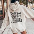 Vintage Cute But Feral Raccoon Lover Presents Raccoon Women Oversized Hoodie Back Print Sand