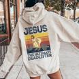 Vintage Jesus The Ultimate Deadlifter Christian Gym Women Oversized Hoodie Back Print Sand