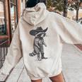 Vintage Raccoon Cowboy Cowgirl Trash Panda Western Country Women Oversized Hoodie Back Print Sand