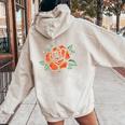 Vintage Tattoo Rose Flower Youth Women Oversized Hoodie Back Print Sand