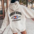 Vintage Wheat Ridge Colorado Co State Flag Women Oversized Hoodie Back Print Sand