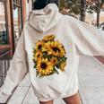 Yellow Sunflower Cute Summer Sun Flowers Floral Positivity Women Oversized Hoodie Back Print Sand