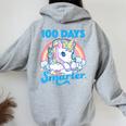 100 Days Smarter Unicorn Girls Teacher 100Th Day Of School Women Oversized Hoodie Back Print Sport Grey