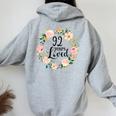 92 Years Loved 92 Year Old Floral 92Nd Birthday Women Oversized Hoodie Back Print Sport Grey