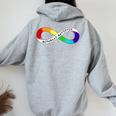 Actually Autistic Rainbow Infinity Neurodiversity Pride Women Oversized Hoodie Back Print Sport Grey
