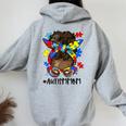 African Black Autism Mom Afro Mother Autism Awareness Women Oversized Hoodie Back Print Sport Grey