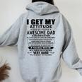 I Get My Attitude From My Freaking Awesome Dad Born October Women Oversized Hoodie Back Print Sport Grey