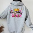 Birthday Queen Birthday Birthday Girl Its My Birthday Women Oversized Hoodie Back Print Sport Grey