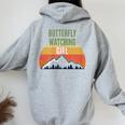 Butterfly Watching For Women Butterfly Watching Guy Women Oversized Hoodie Back Print Sport Grey