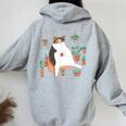 Calico Cat With Pot Plants Cat Lover For Mom Women Women Oversized Hoodie Back Print Sport Grey