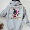 Cat And Wine Retirement Plan For Retired Cat Grandma Women Oversized Hoodie Back Print Sport Grey