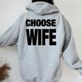 Choose Wife Stag Groom Husband Wedding Women Oversized Hoodie Back Print Sport Grey
