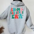 In My Christmas Era Cute Groovy Christmas Holiday Xmas Women Oversized Hoodie Back Print Sport Grey