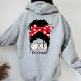 Cincinnati Messy Bun Baseball Fan Souvenir I Love Cincinnati Women Oversized Hoodie Back Print Sport Grey