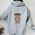 Coffee Cafe Carry Drink Caffeine Hot To Go Cup Latte Women Oversized Hoodie Back Print Sport Grey