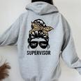 Cool SHIT Show Supervisor Hilarious Vintage For Adults Women Oversized Hoodie Back Print Sport Grey