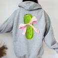 Coquette Bows With Pickle Cute Coquette Girl Pickle Lover Women Oversized Hoodie Back Print Sport Grey
