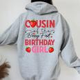 Cousin Of The Berry Sweet One Birthday Strawberry Girl Women Oversized Hoodie Back Print Sport Grey