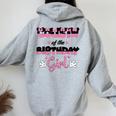 Cousin Of The Birthday Girl Mouse Family Matching Women Oversized Hoodie Back Print Sport Grey