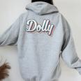 Dolly Youth Vintage First Name Dolly Women Oversized Hoodie Back Print Sport Grey