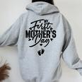 My First Pregnancy Announcement Mom To Be 2024 Women Oversized Hoodie Back Print Sport Grey