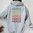 First Name Adele Italian Girl Retro Name Tag Groovy Party Women Oversized Hoodie Back Print Sport Grey