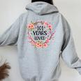 Floral 101 Years Old 101St Birthday 101 Years Loved Women Oversized Hoodie Back Print Sport Grey