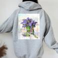 Flowers Lilac Floral Bouquet Essence Of Life Colored Vintage Women Oversized Hoodie Back Print Sport Grey
