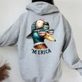 4Th Of July Duck American Flag Patriotic Duck Hunting Women Oversized Hoodie Back Print Sport Grey