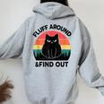 Fluff Around Find Out Adult Humor Sarcastic Black Cat Women Oversized Hoodie Back Print Sport Grey