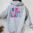 Game Day Groovy Retro Softball In My Softball Era Women Oversized Hoodie Back Print Sport Grey