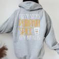 Fuzzy Socks Pumpkin Spice Cozy Blankets Fall Season Women Oversized Hoodie Back Print Sport Grey