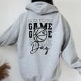 Game Day Sport Lover Basketball Mom Girl Women Oversized Hoodie Back Print Sport Grey
